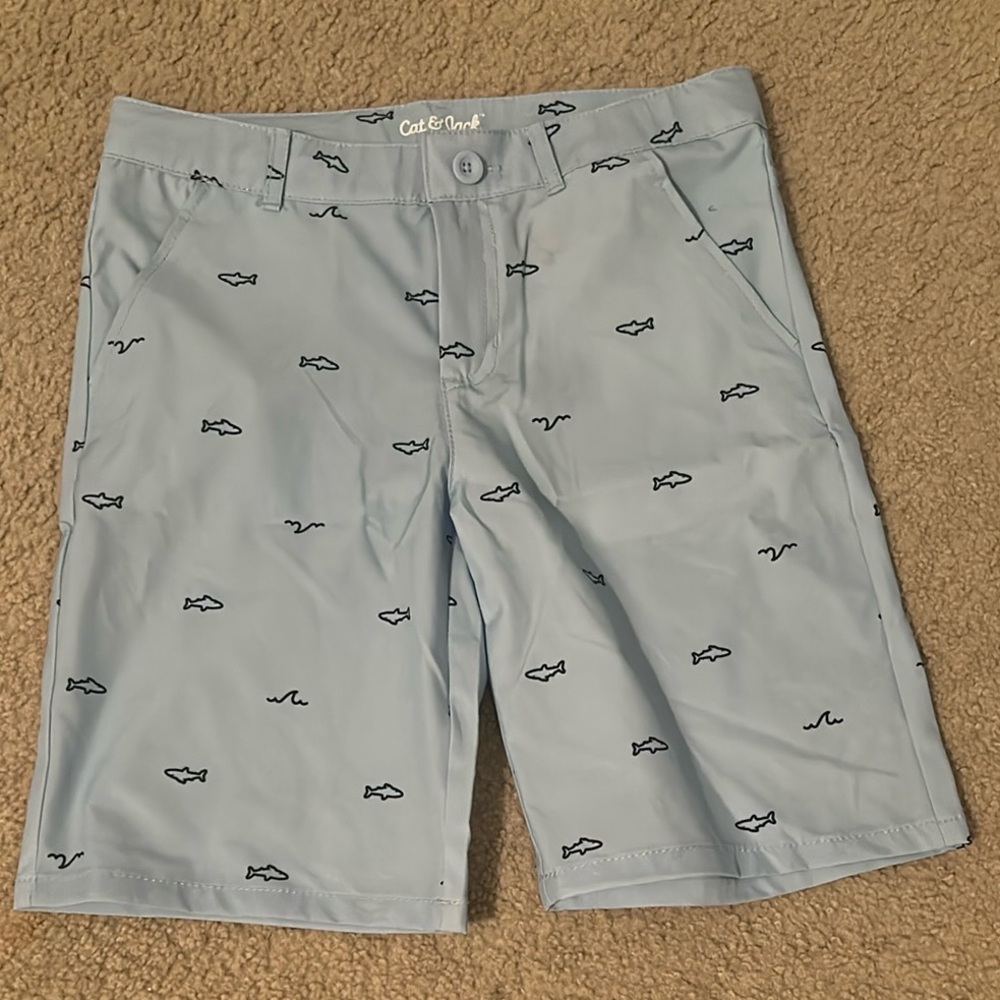 Boy's Light Blue Swim Shorts with Shark Print
